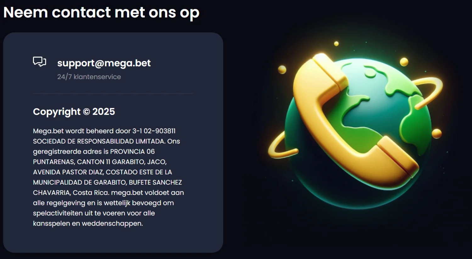 Contact met Megabet: 24/7 support